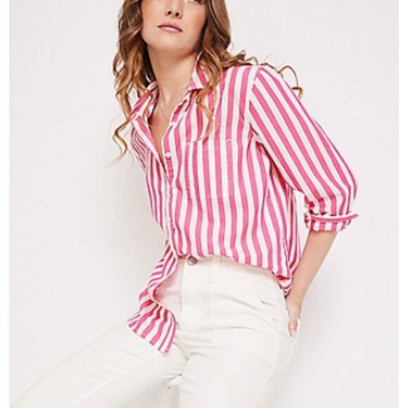 NWT Maurices Pink Striped Button Up Shirt - Picture 1 of 3